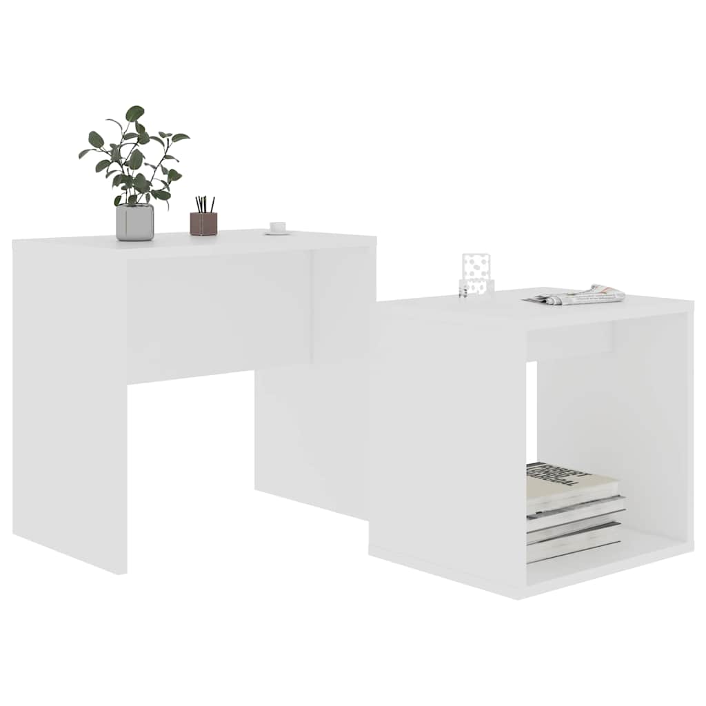 vidaXL Couchtisch-Set Weiß 48x30x45 cm Holzwerkstoff