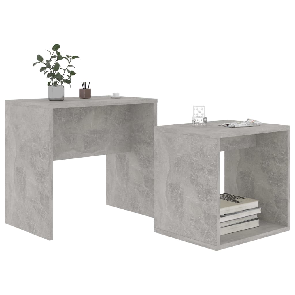 vidaXL Couchtisch-Set Betongrau 48x30x45 cm Holzwerkstoff