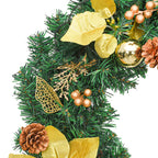 vidaXL Weihnachtskranz mit LED-Lichtern Grün 60 cm PVC