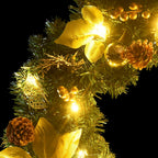 vidaXL Weihnachtskranz mit LED-Lichtern Grün 60 cm PVC