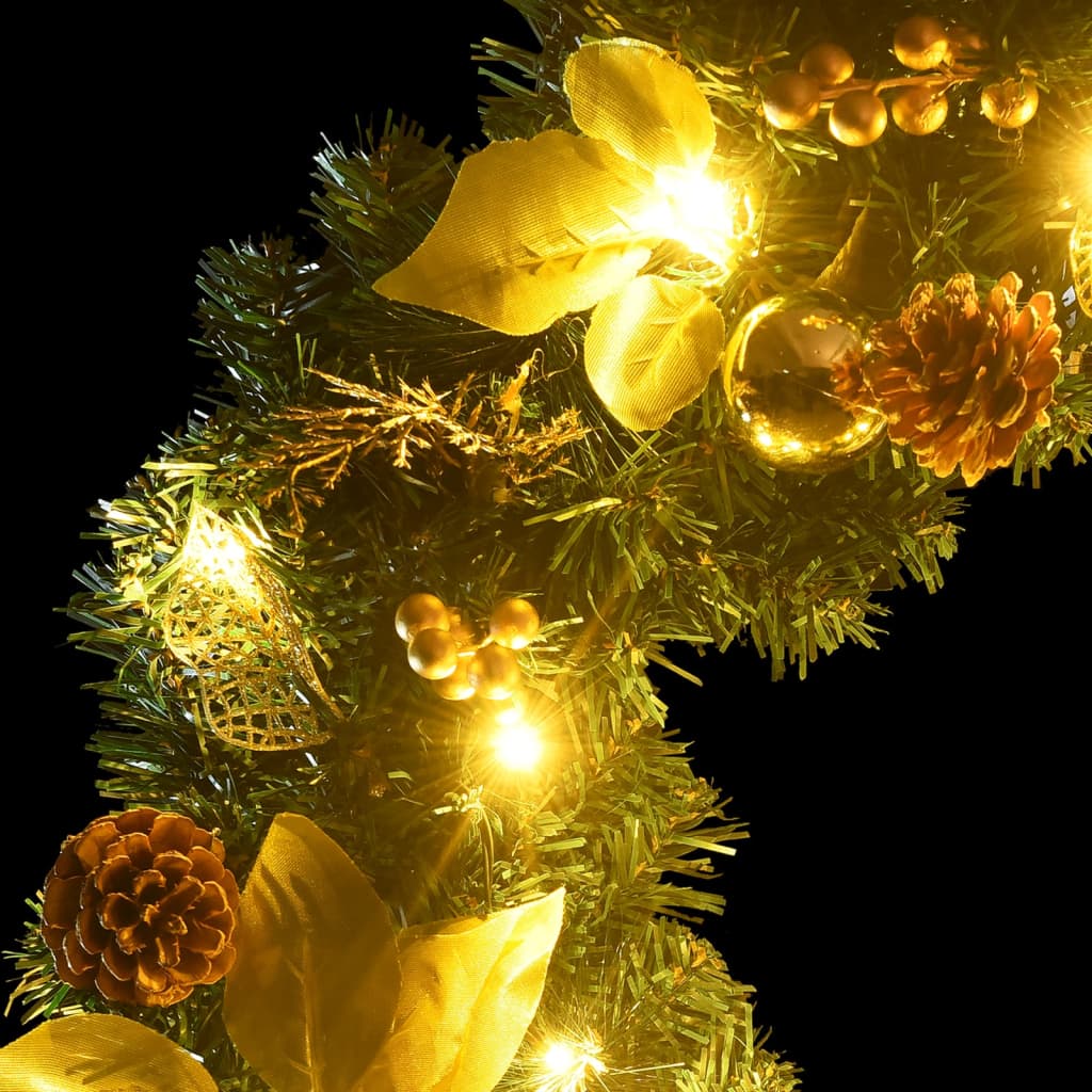 vidaXL Weihnachtskranz mit LED-Lichtern Grün 60 cm PVC