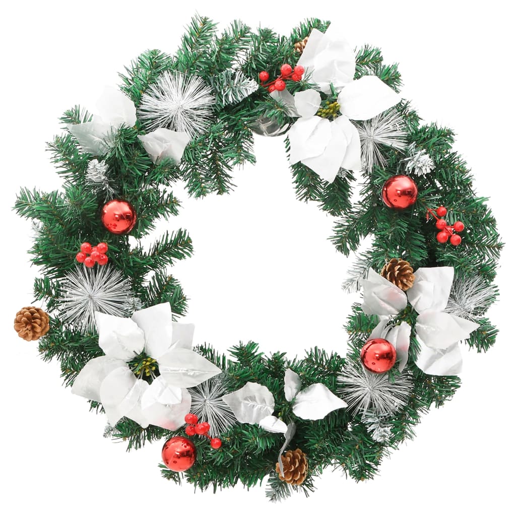vidaXL Weihnachtskranz mit LED-Leuchten Grün 60 cm PVC