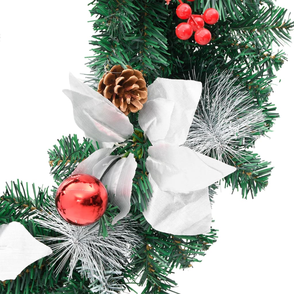 vidaXL Weihnachtskranz mit LED-Leuchten Grün 60 cm PVC