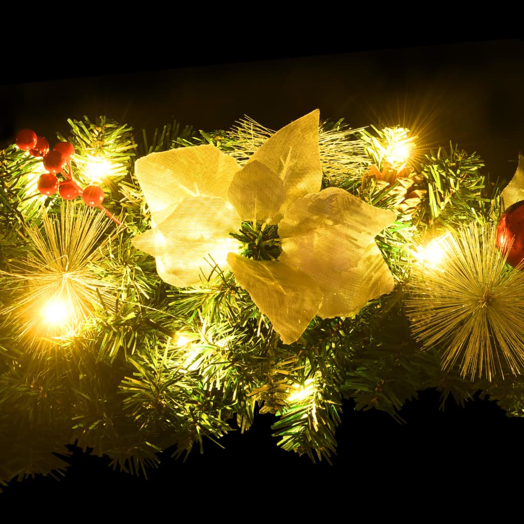 vidaXL Weihnachtskranz mit LED-Leuchten Grün 60 cm PVC