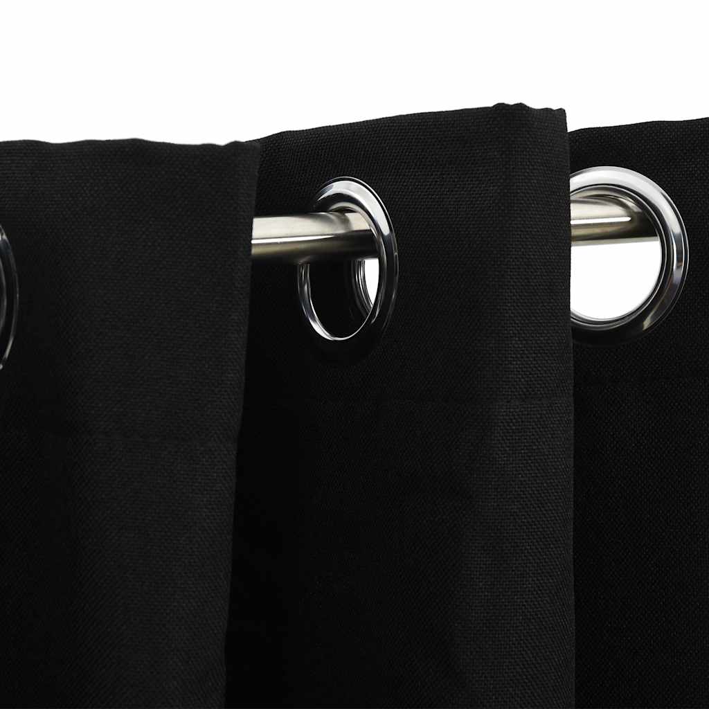 vidaXL Verdunkelungsvorhänge Ösen Leinenoptik 2 Stk. Schwarz 140x175cm