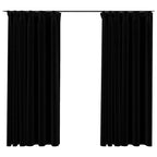 vidaXL Verdunkelungsvorhänge Haken Leinenoptik 2Stk. Schwarz 140x175cm