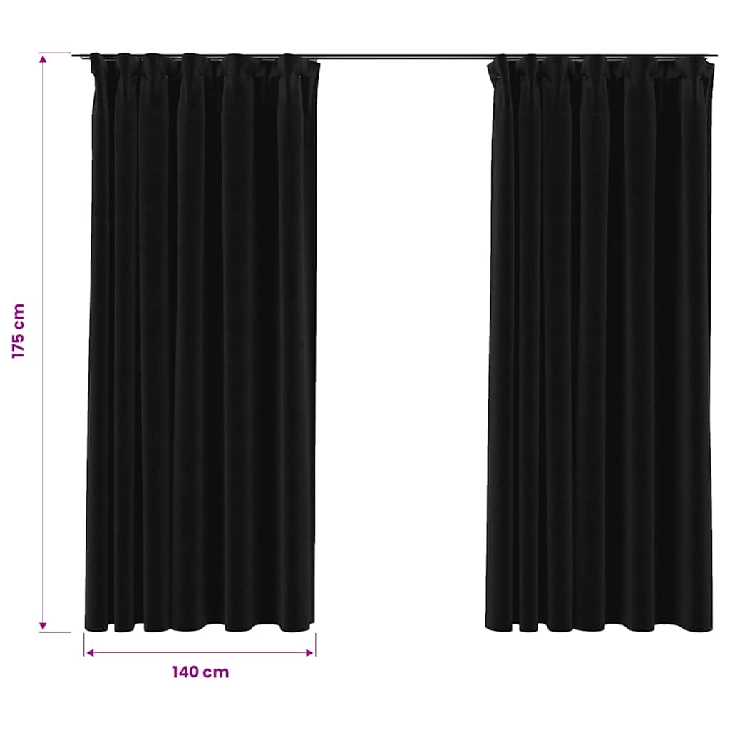 vidaXL Verdunkelungsvorhänge mit Haken Leinenoptik 2 Stk. 140x175 cm