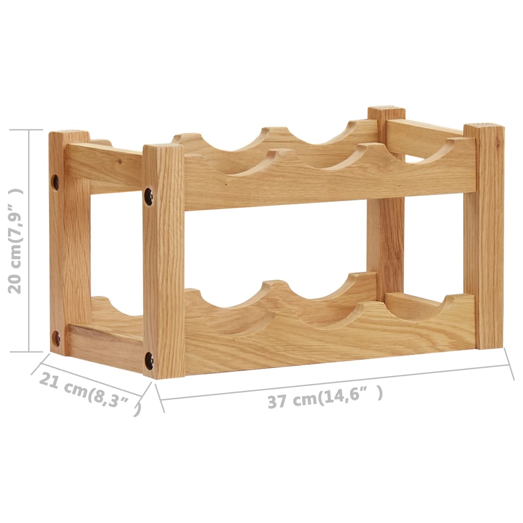vidaXL Weinregal für 6 Flaschen 37 x 21 x 21 cm Eiche Massivholz