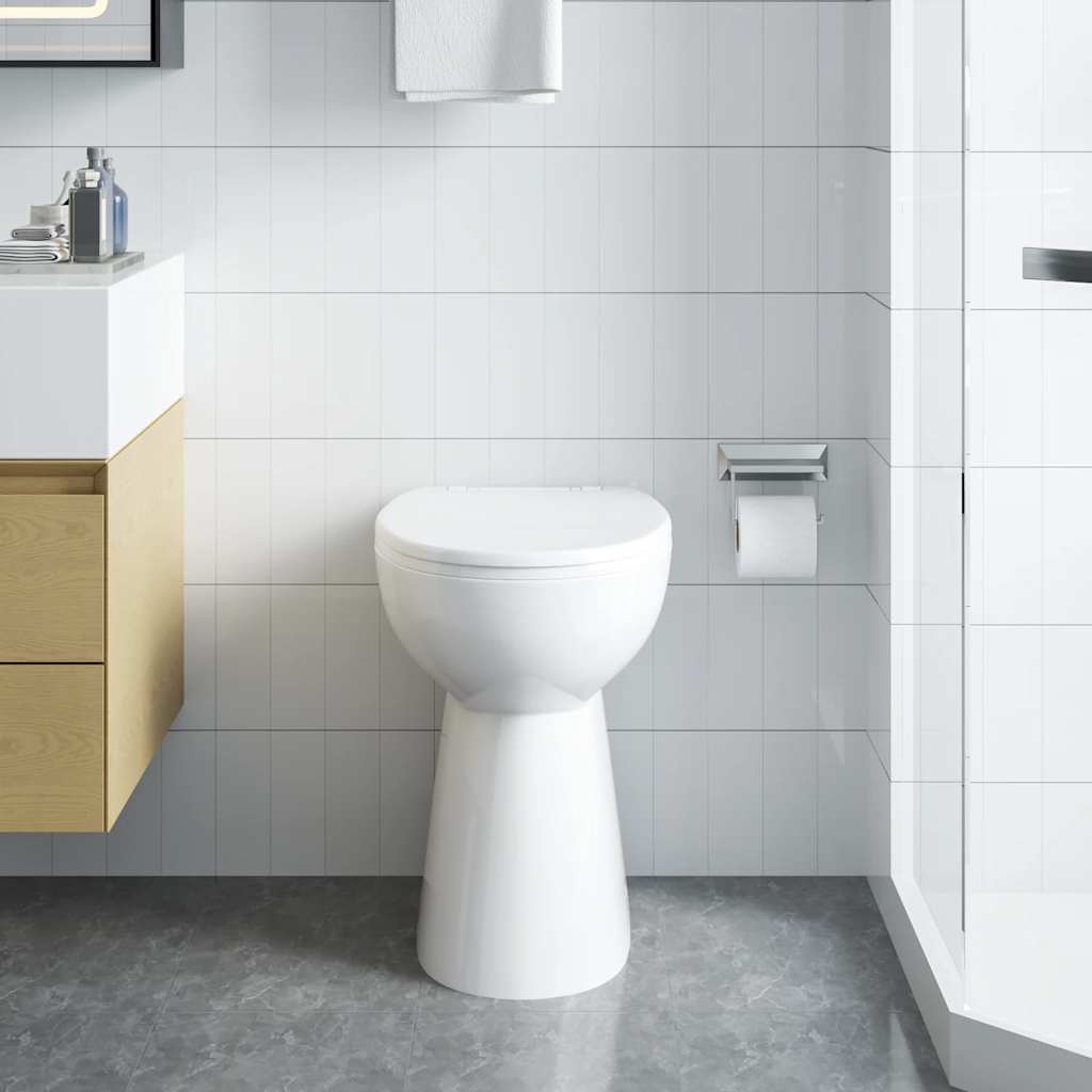 vidaXL Randloses WC 7 cm Extra Höhe Soft-Close Keramik Weiß