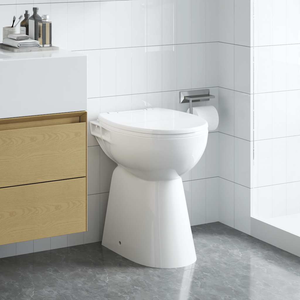 vidaXL Randloses WC 7 cm Extra Höhe Soft-Close Keramik Weiß