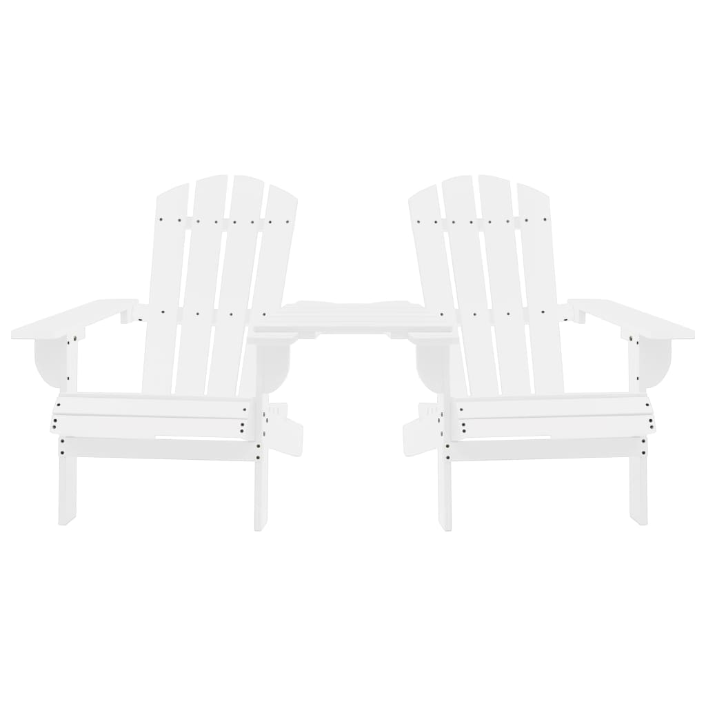 vidaXL Adirondack-Gartenstühle mit Tisch Massivholz Tanne Weiß