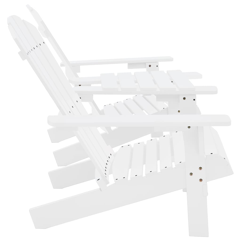vidaXL Adirondack-Gartenstühle mit Tisch Massivholz Tanne Weiß