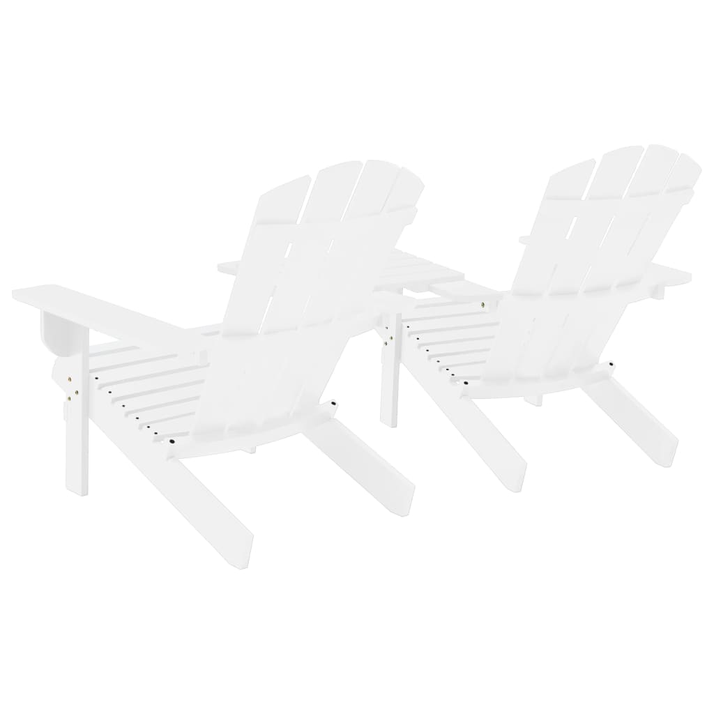 vidaXL Adirondack-Gartenstühle mit Tisch Massivholz Tanne Weiß