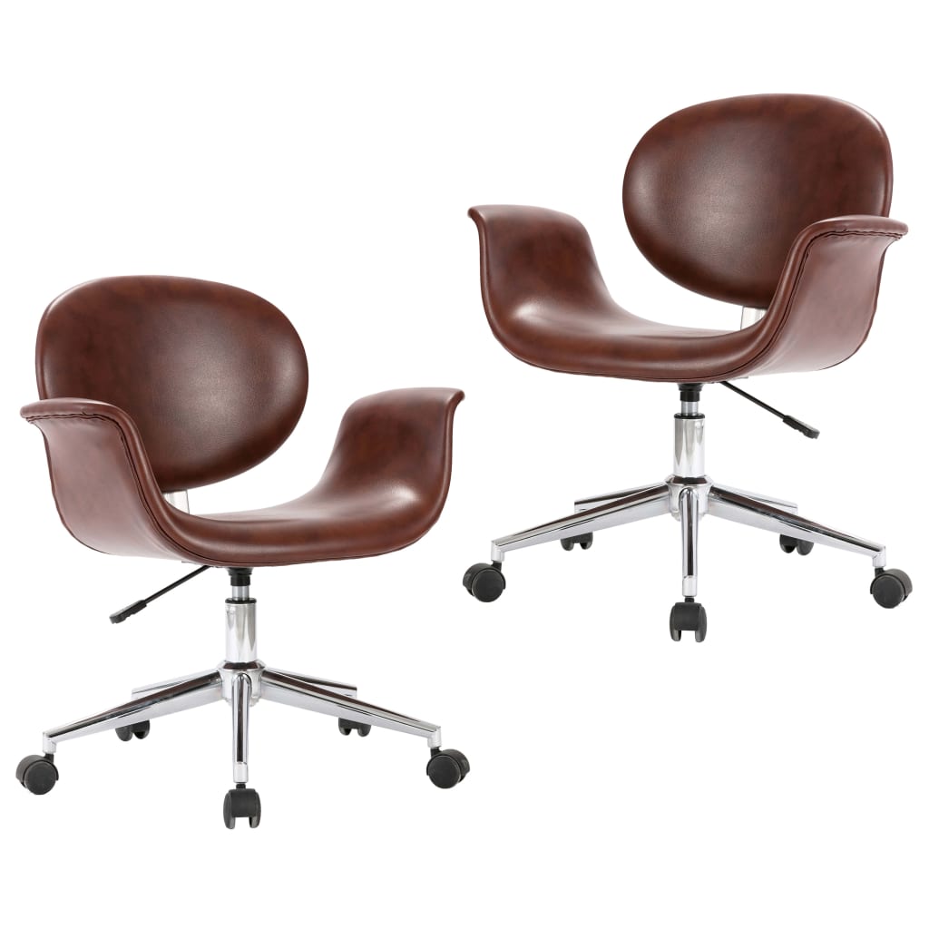 vidaXL Drehbare Esszimmerstühle 2 Stk. Braun Kunstleder