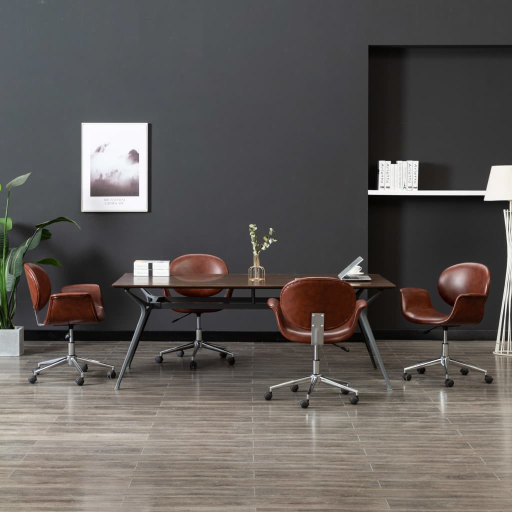 vidaXL Drehbare Esszimmerstühle 4 Stk. Kunstleder Braun