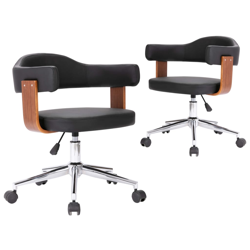 vidaXL Esszimmerstühle 2 Stk. Drehbar Schwarz Bugholz und Kunstleder