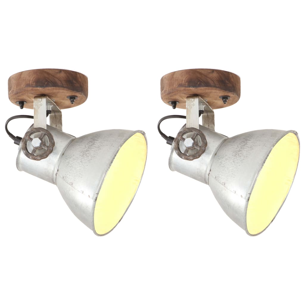 vidaXL Wand-/Deckenlampen Industriestil 2 Stk. Silbern 20x25 cm E27