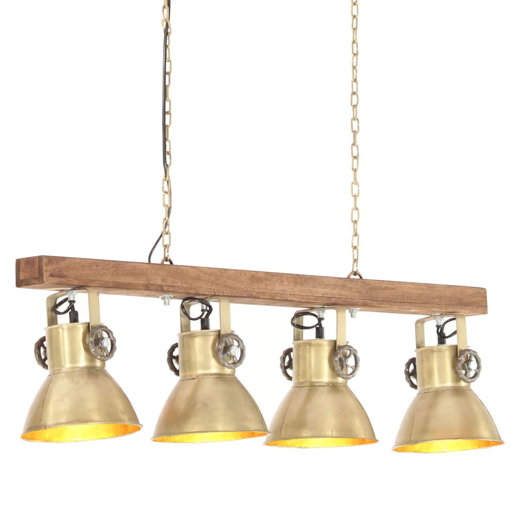 vidaXL Deckenlampe Industriestil Messing E27 Mangoholz