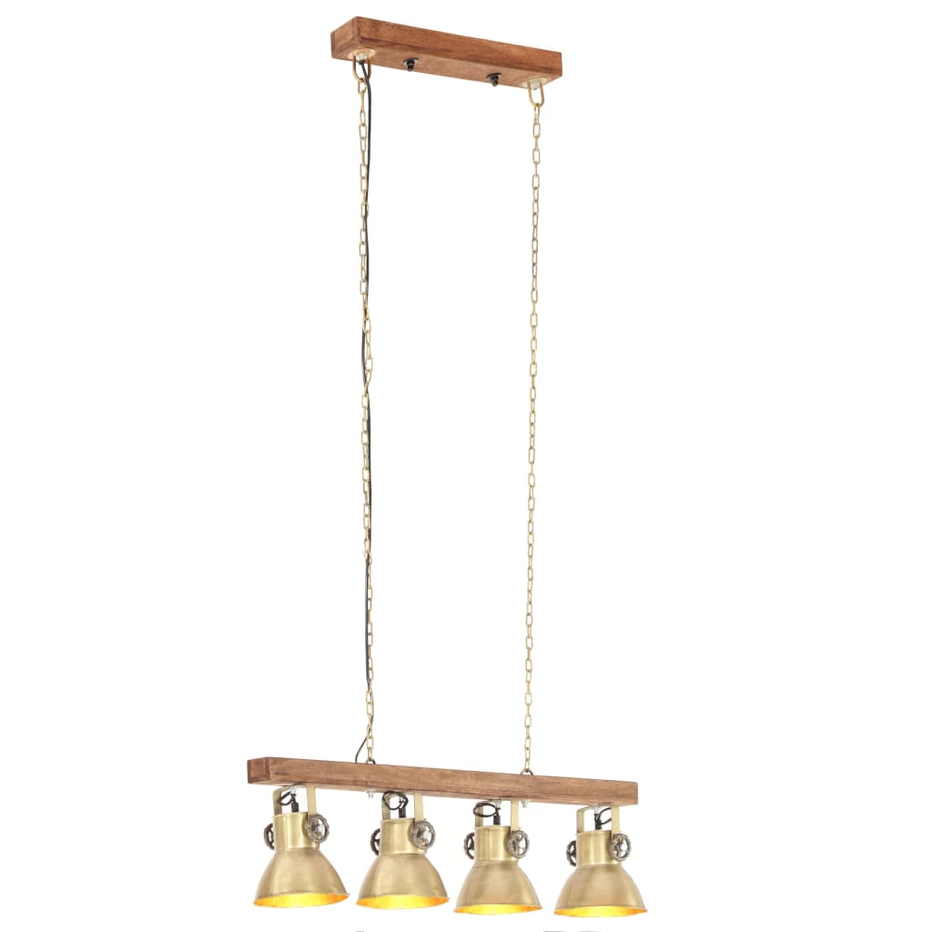 vidaXL Deckenlampe Industriestil Messing E27 Mangoholz
