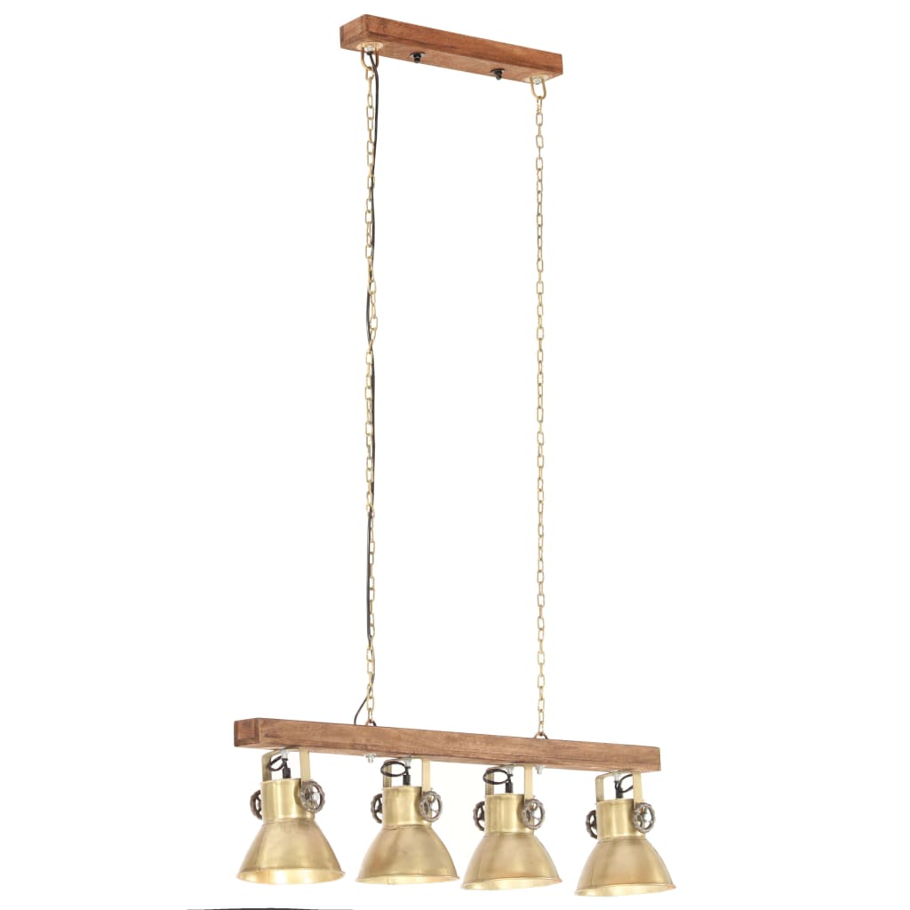 vidaXL Deckenlampe Industriestil Messing E27 Mangoholz