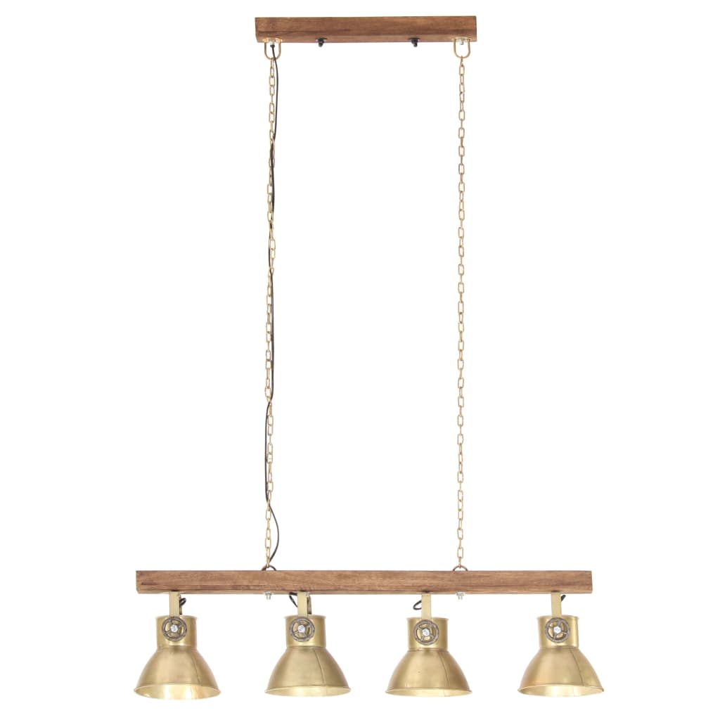 vidaXL Deckenlampe Industriestil Messing E27 Mangoholz