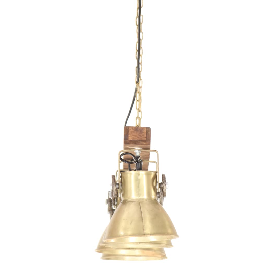 vidaXL Deckenlampe Industriestil Messing E27 Mangoholz