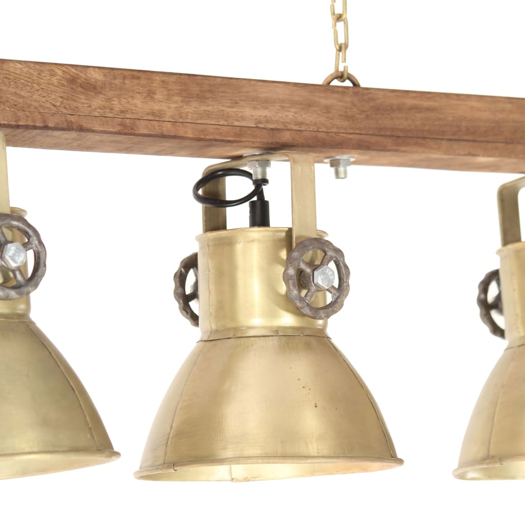 vidaXL Deckenlampe Industriestil Messing E27 Mangoholz