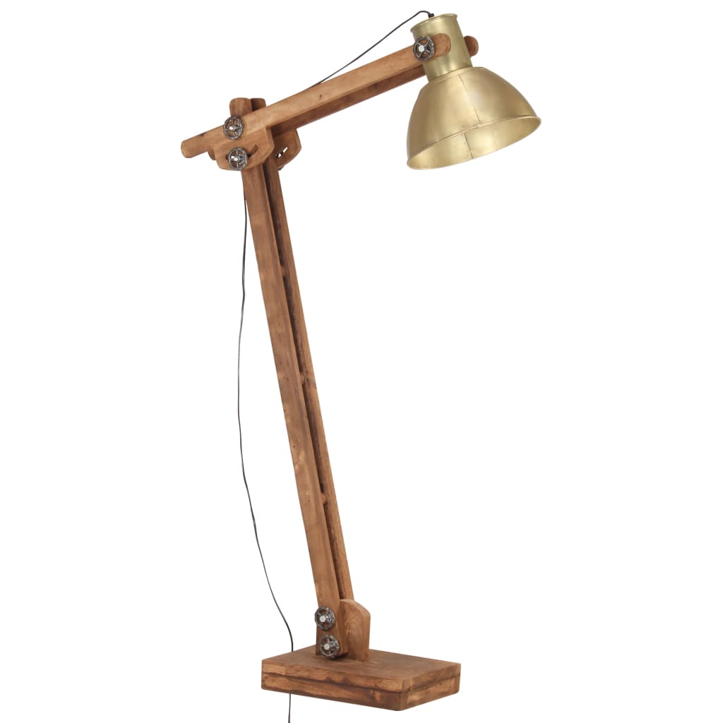 vidaXL Stehlampe Messing Mango Massivholz E27