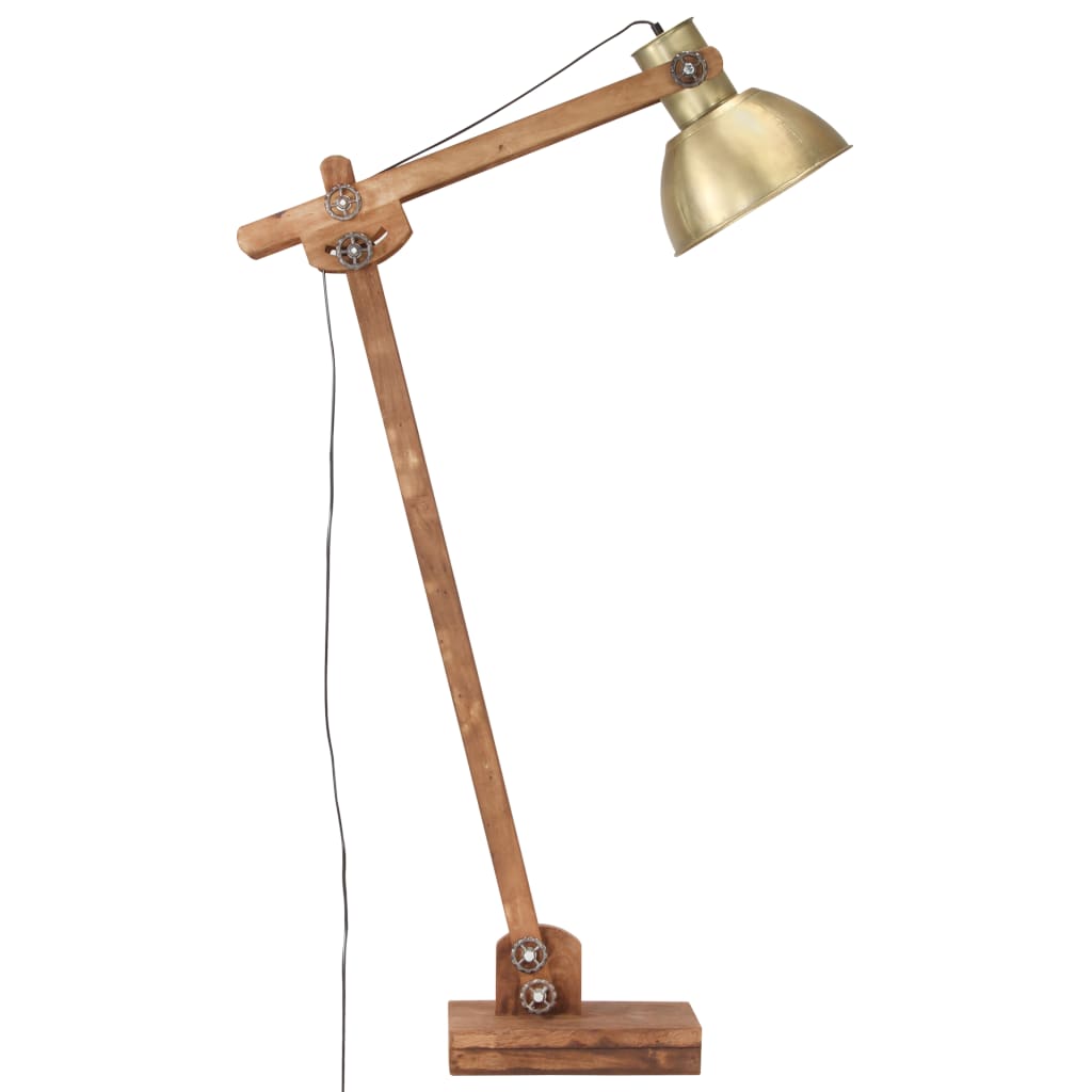 vidaXL Stehlampe Messing Mango Massivholz E27
