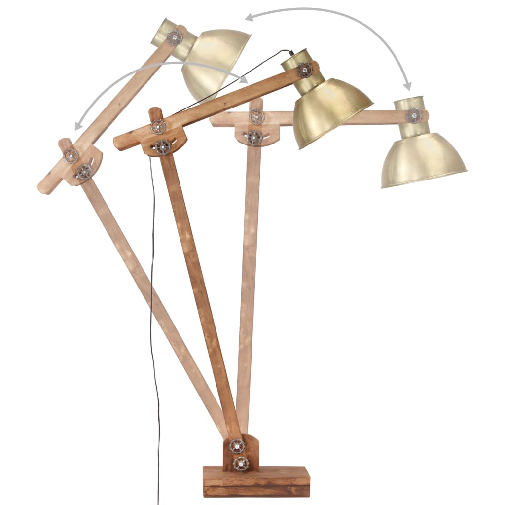 vidaXL Stehlampe Messing Mango Massivholz E27