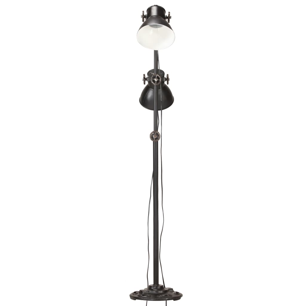 vidaXL Stehlampe 2-flammig Schwarz E27 Gusseisen