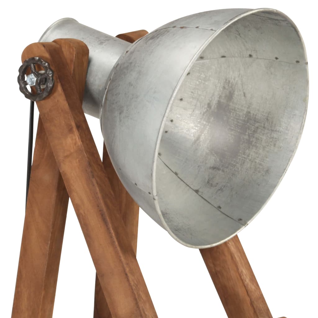 vidaXL Stehlampe Silbern E27 Mango Massivholz