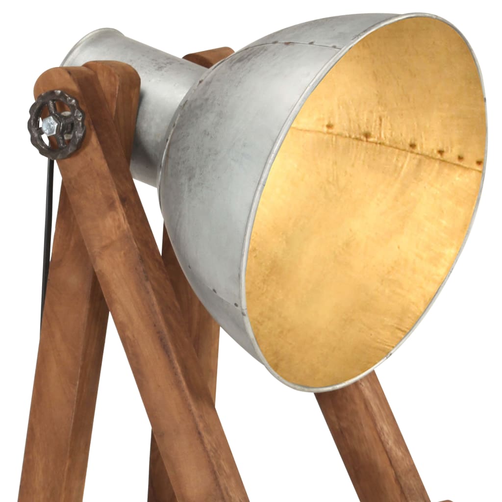 vidaXL Stehlampe Silbern E27 Mango Massivholz