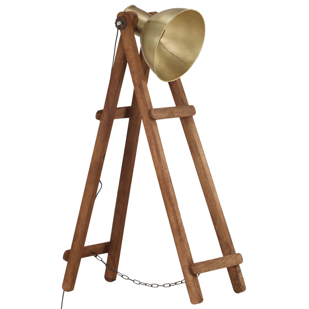 vidaXL Stehlampe Messing E27 Mango Massivholz