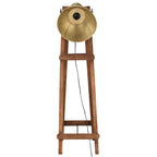 vidaXL Stehlampe Messing E27 Mango Massivholz