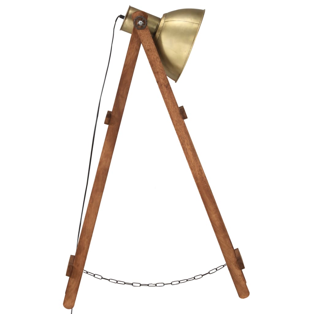 vidaXL Stehlampe Messing E27 Mango Massivholz