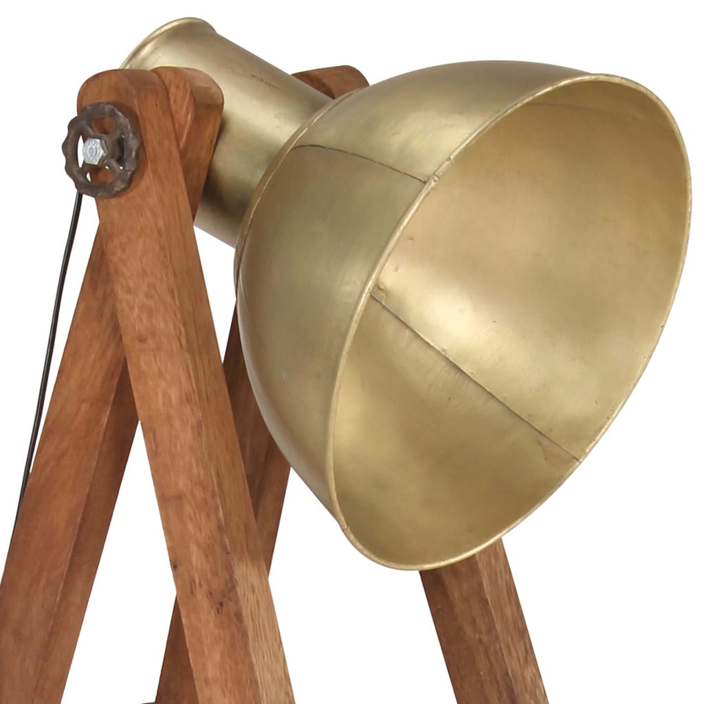 vidaXL Stehlampe Messing E27 Mango Massivholz
