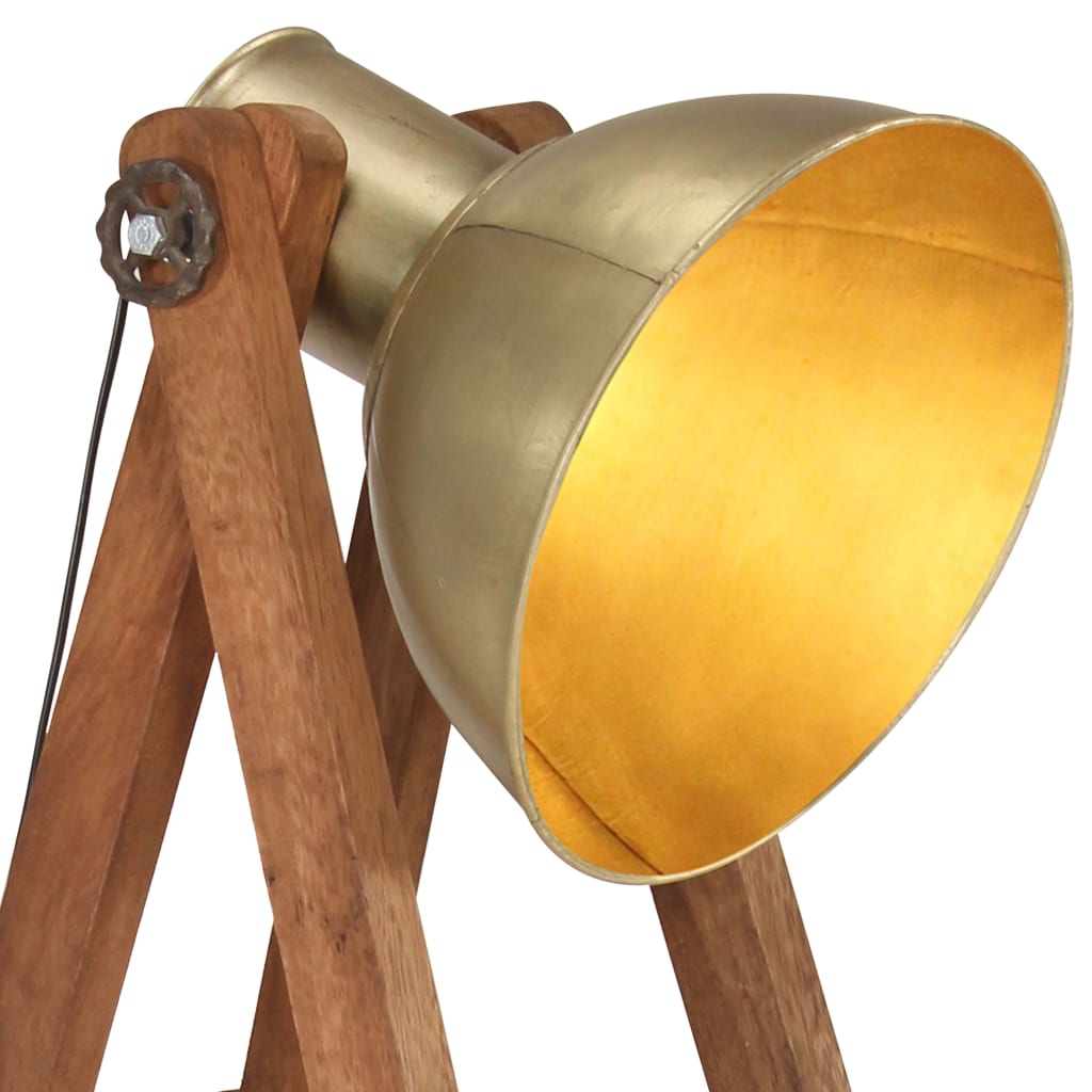 vidaXL Stehlampe Messing E27 Mango Massivholz
