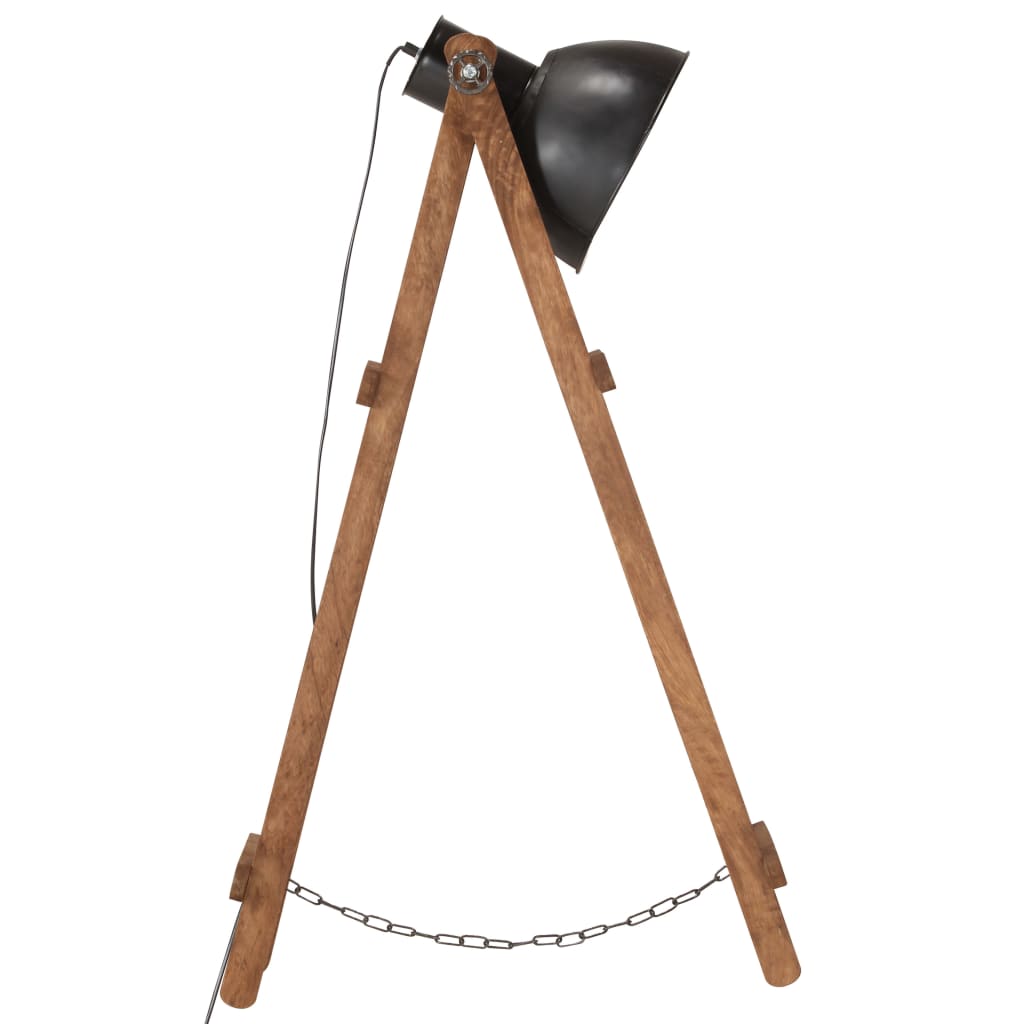vidaXL Stehlampe Schwarz Mango Massivholz E27