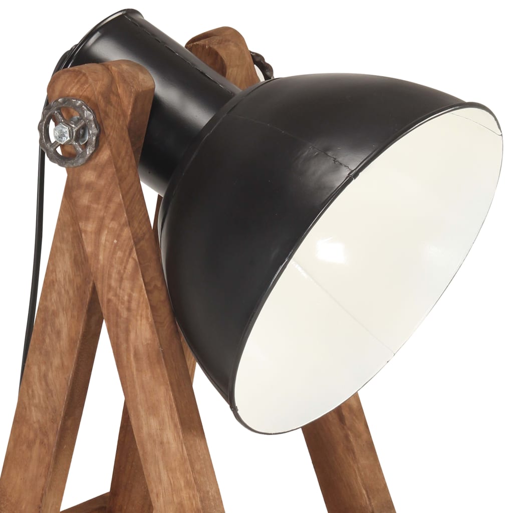vidaXL Stehlampe Schwarz Mango Massivholz E27
