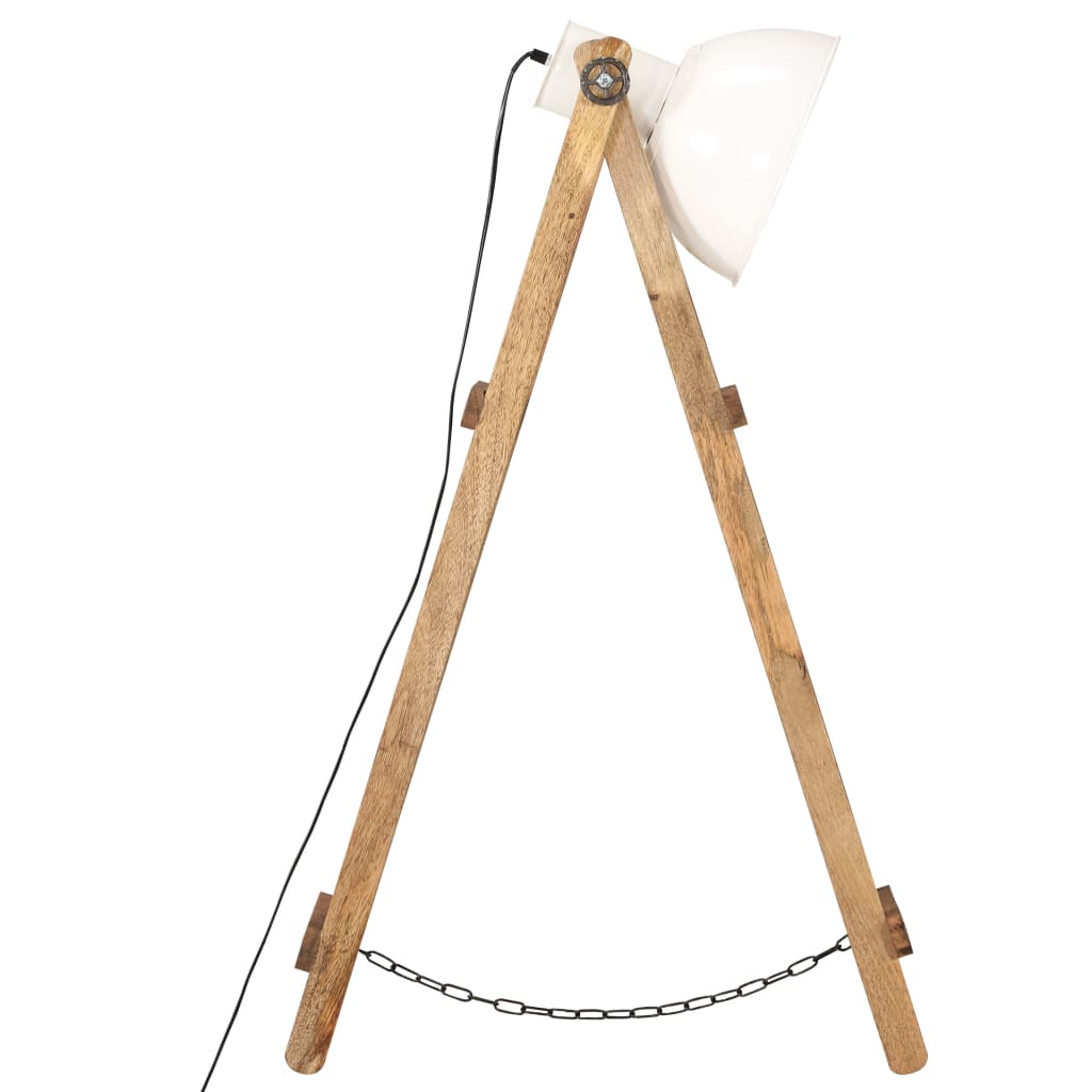 vidaXL Stehlampen 3 Stk. Weiß E27 Mango Massivholz