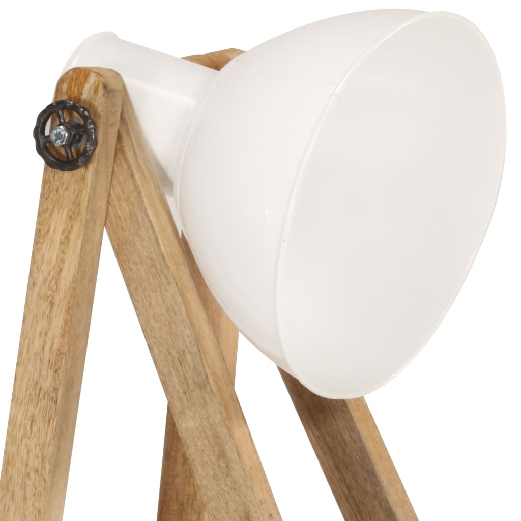 vidaXL Stehlampen 3 Stk. Weiß E27 Mango Massivholz