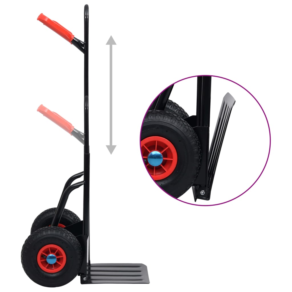 vidaXL Teleskop-Sackkarre 200 kg Schwarz und Rot