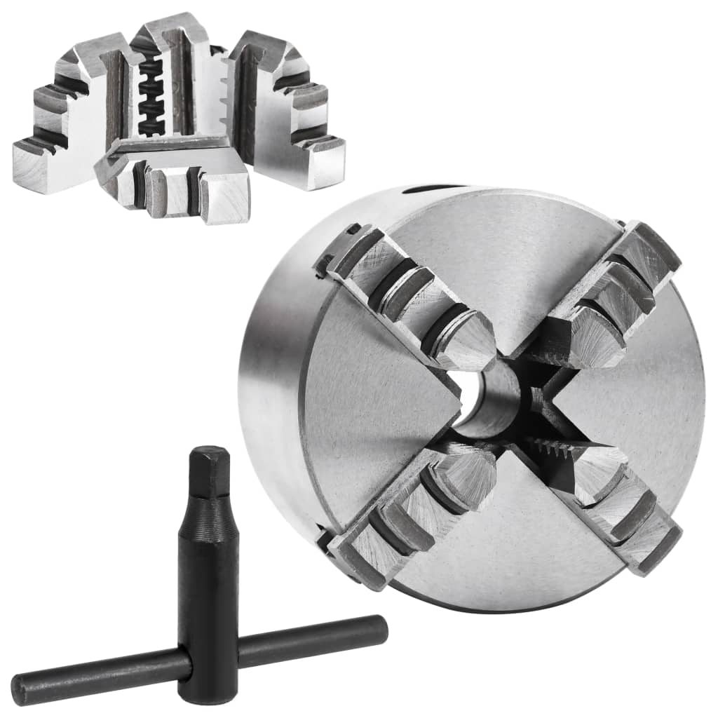 vidaXL 4-Backen-Drehfutter Selbstzentrierend 80 mm Stahl