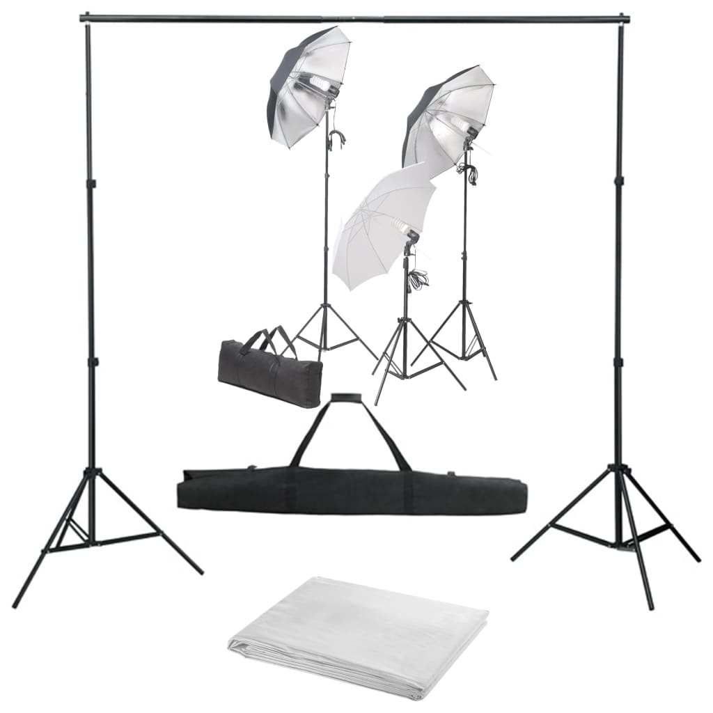 vidaXL Fotostudio-Set mit Lampen-Set und Hintergrund