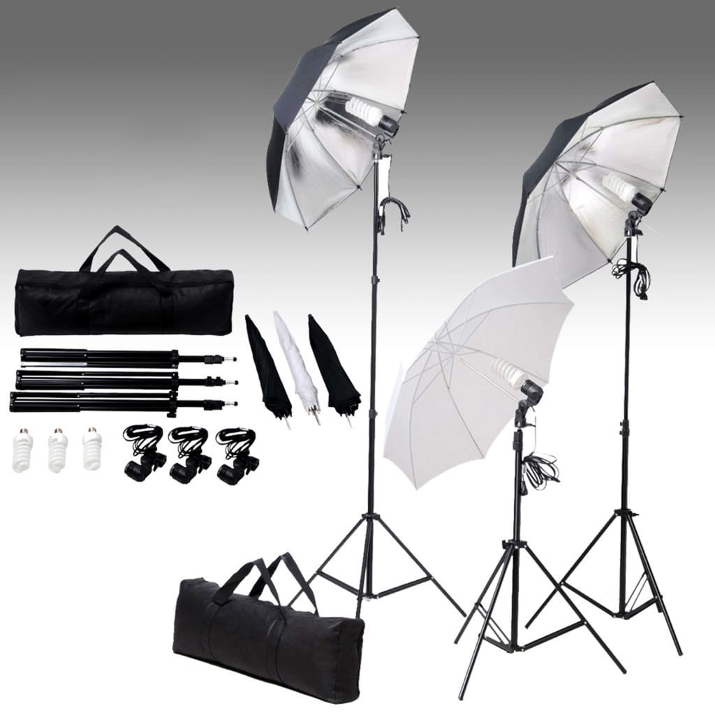 vidaXL Fotostudio-Set mit Lampen-Set und Hintergrund