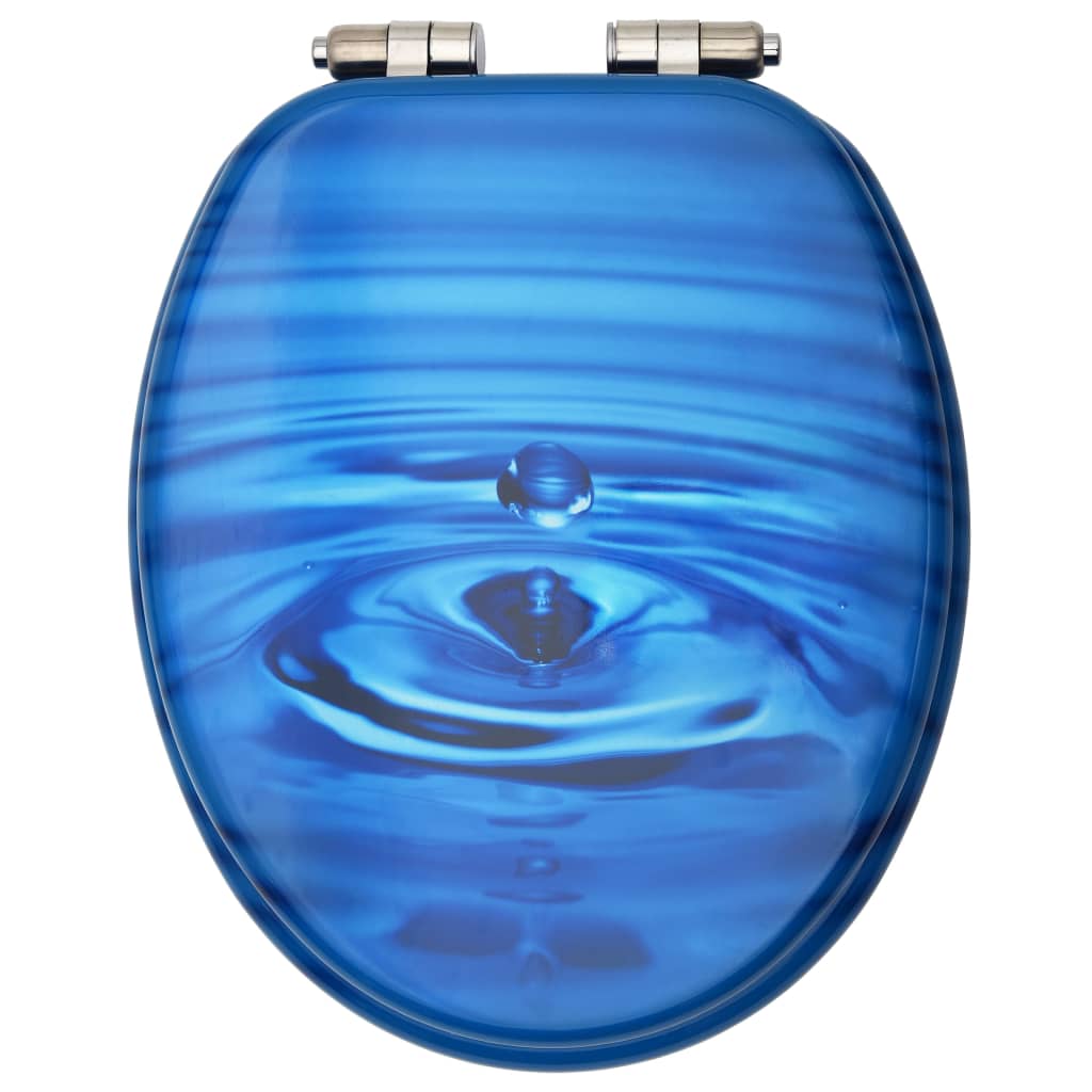 vidaXL Toilettensitz Soft-Close-Deckel MDF Blau Wassertropfen-Design