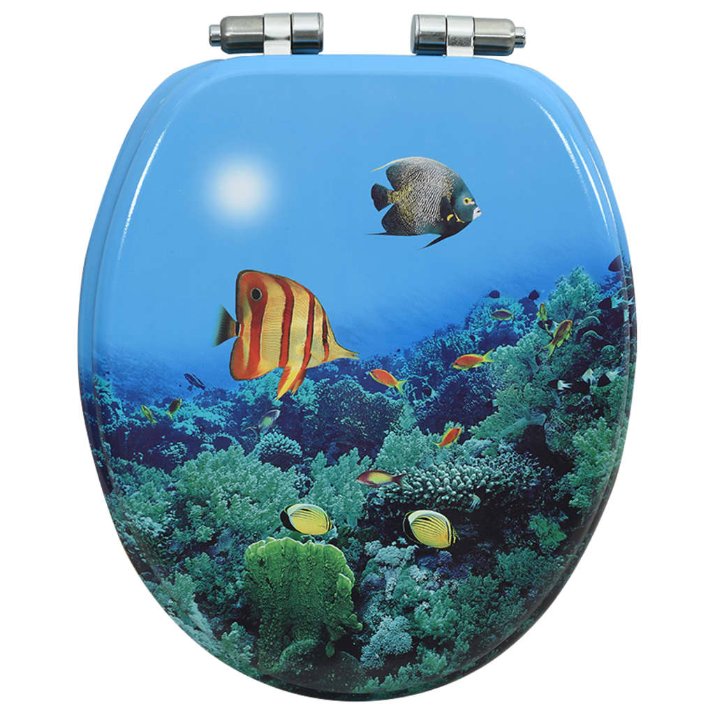 vidaXL Toilettensitz mit Soft-Close-Deckel MDF Tiefsee-Design