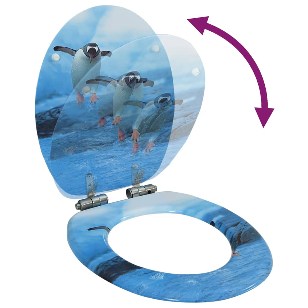 vidaXL Toilettensitz mit Soft-Close-Deckel MDF Pinguin-Design