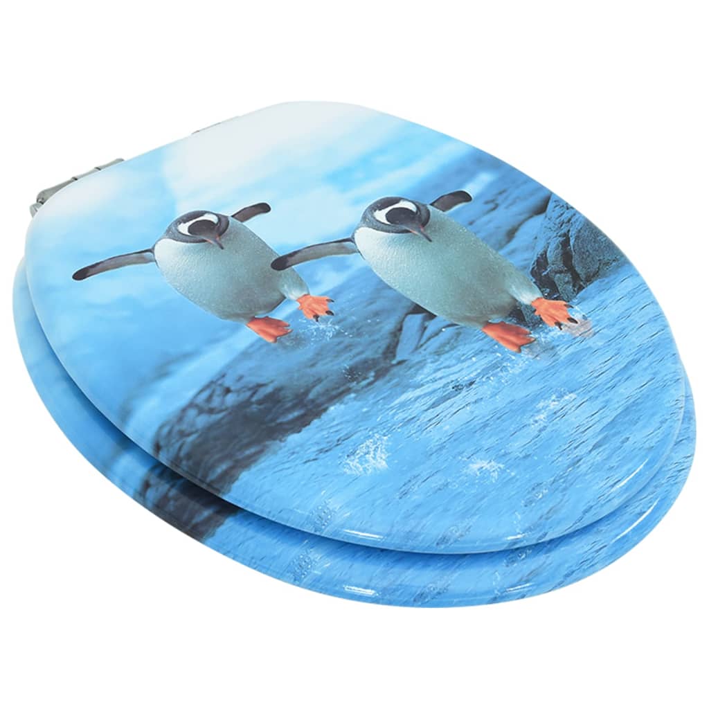vidaXL Toilettensitz mit Soft-Close-Deckel MDF Pinguin-Design